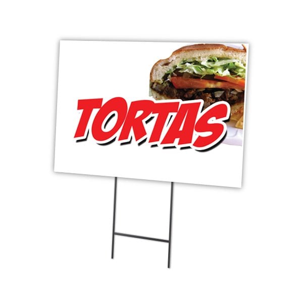 Tortas Yard Sign & Stake outdoor plastic coroplast window, C-1216-DS-Tortas